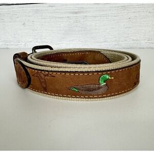 Zeppelin Pro-Zep Belt Mens Size 44 Brown Leather Duck Embroidered Golf Outdoors